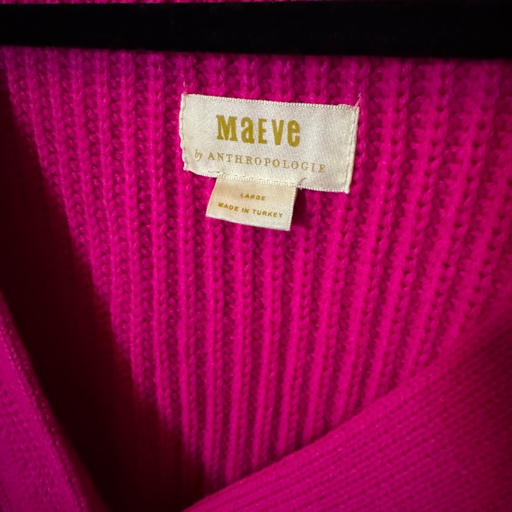 Vibrant Fuchsia V-Neck Button Cardigan Sweater - Picture 4 of 7